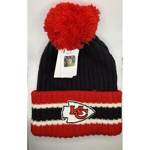 NWT - NFL Kansas City Chiefs Hat Team Cuffed Fleece Lined Knit Beanie Pom